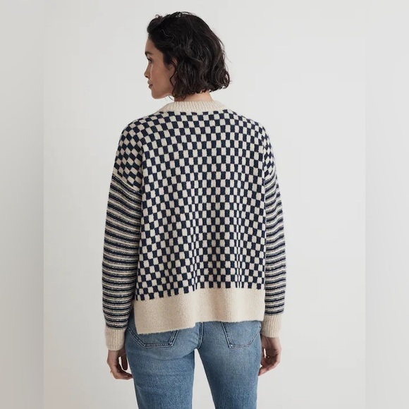 Madewell Navy and Cream Checkered Sweater - Picture 3 of 9